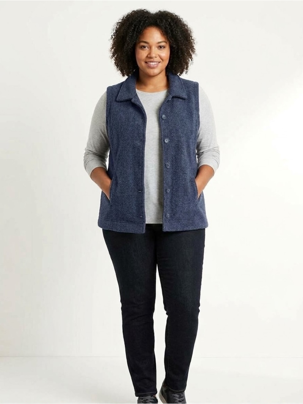 Northern Reflections Blue Fleece Vest | Plus Size 3XL / XXXL